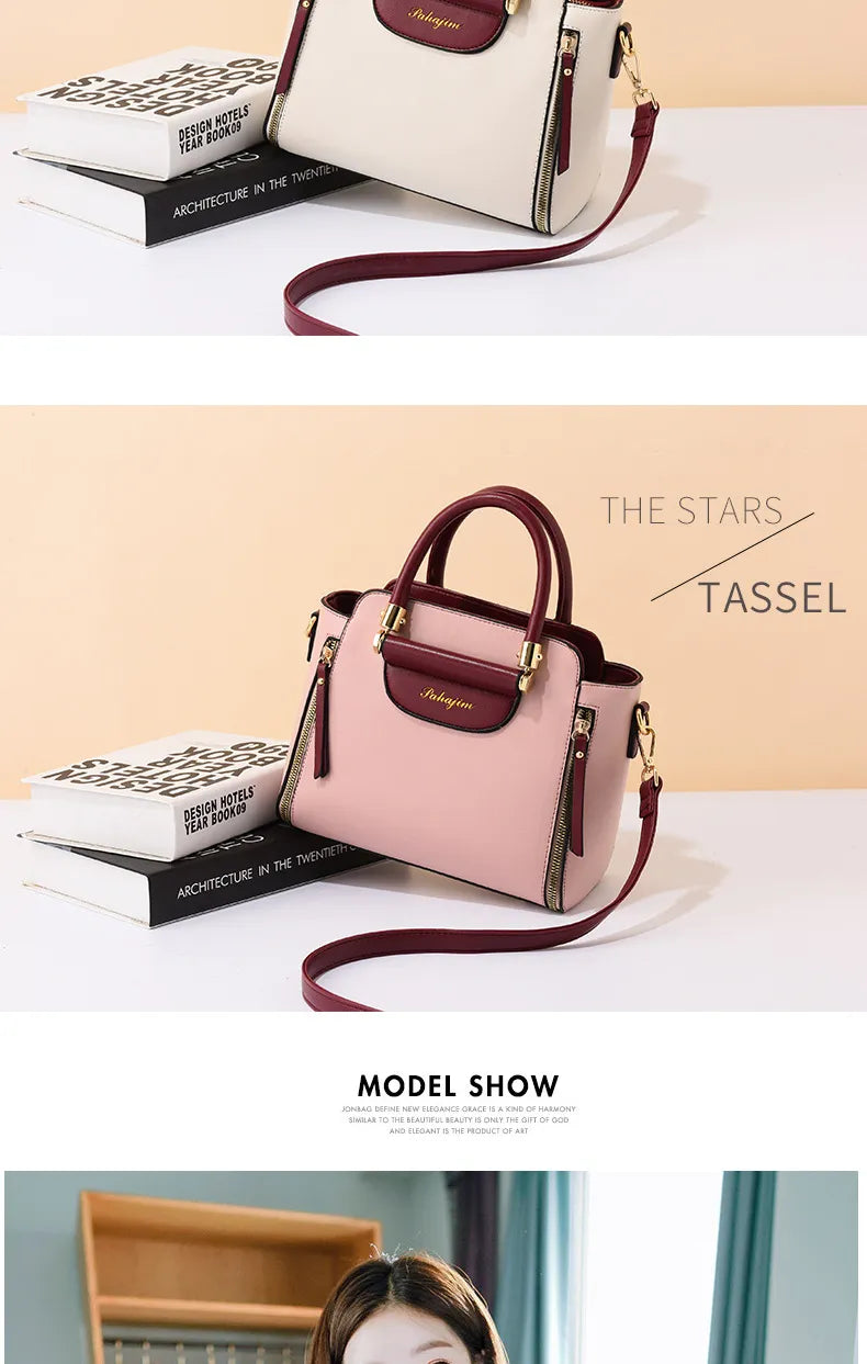 LINO Women's bags 2023 new fashion women's bags hit color hand-held bag Europeand the United States all-match shoulder messenger bag