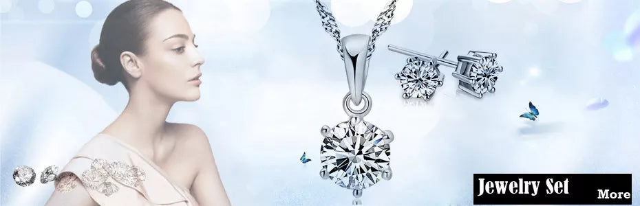 LINO Trendy 925 Sterling Silver Jewelry Set for Women Heart CZ Stone Charm Pendants Necklaces Earrings LOVE Anniversary Gift