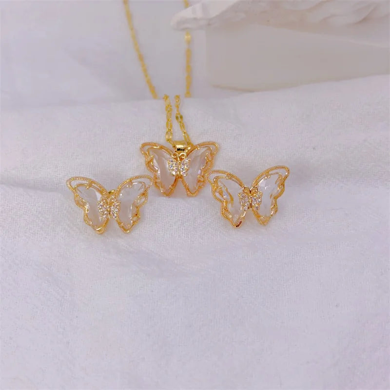 LINO Fashion Butterfly Necklace Earrings Set