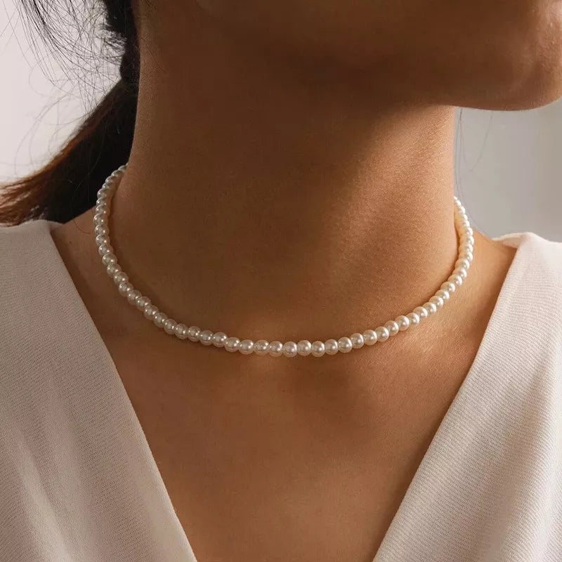 LINO Elegant White Pearl Choker Necklace