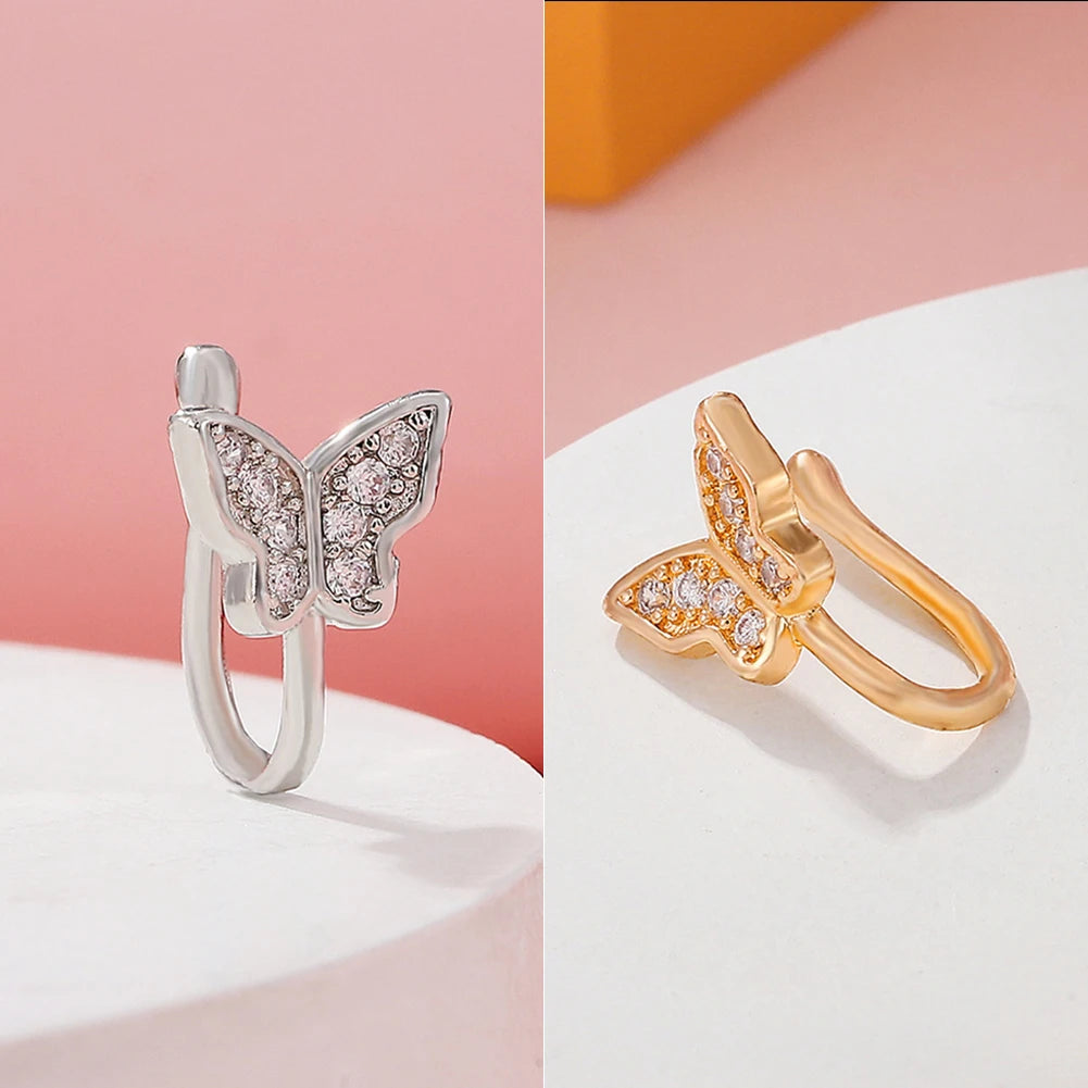 LINO Brass Zircon Butterfly Nose Ring