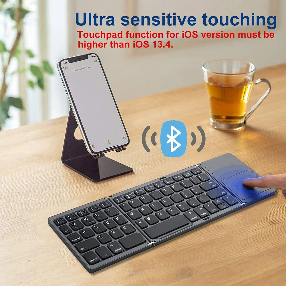 Portable Foldable Folding Keyboard Mini Wireless Bluetooth Keyboard Touchpad Keyboard for Windows Android IOS Tablet ipad Phone