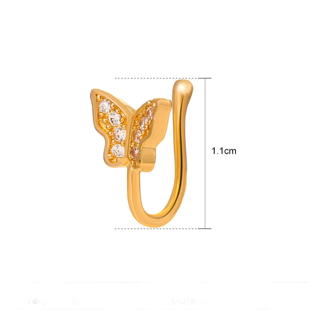 LINO Brass Zircon Butterfly Nose Ring