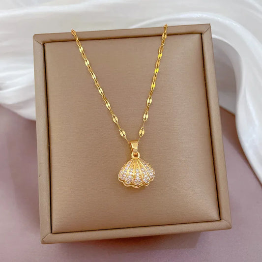 LINO Korean Fashion Shell Pearl Necklace