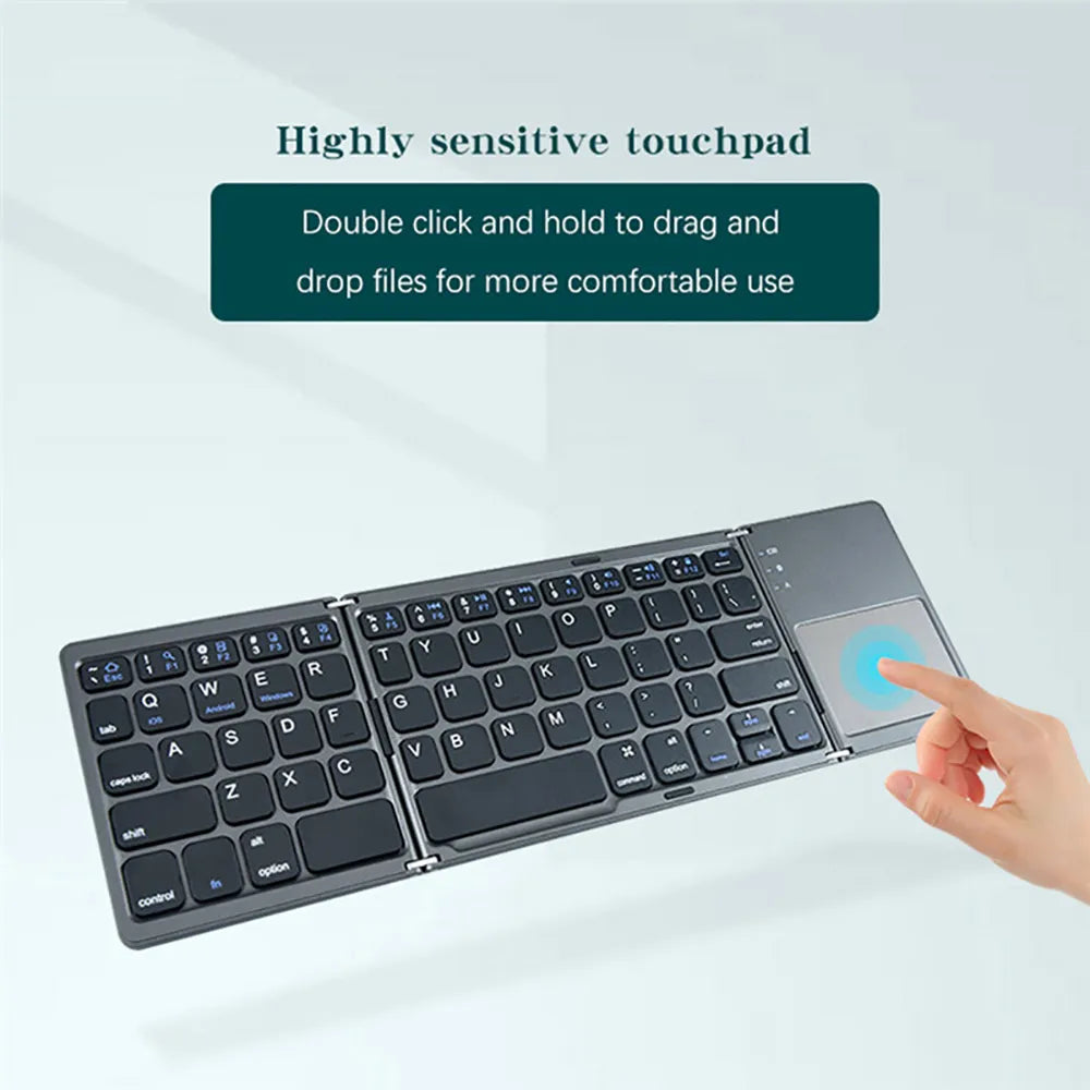 Portable Foldable Folding Keyboard Mini Wireless Bluetooth Keyboard Touchpad Keyboard for Windows Android IOS Tablet ipad Phone