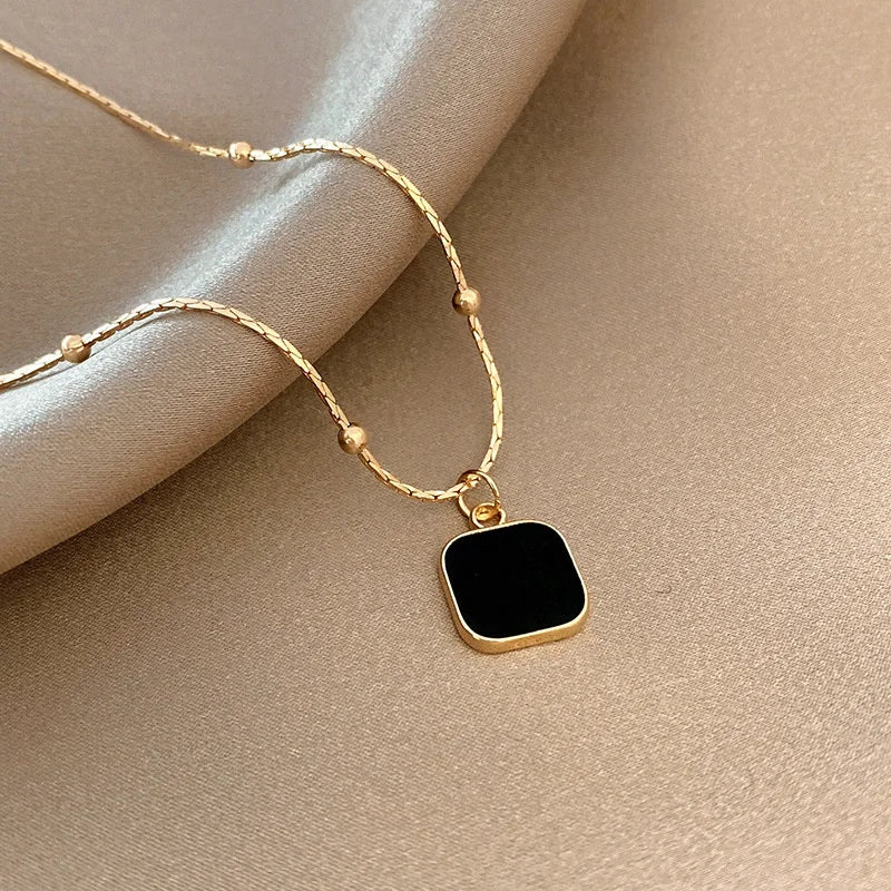 LINO Stainless Steel Black Exquisite Minimalist Square Pendant