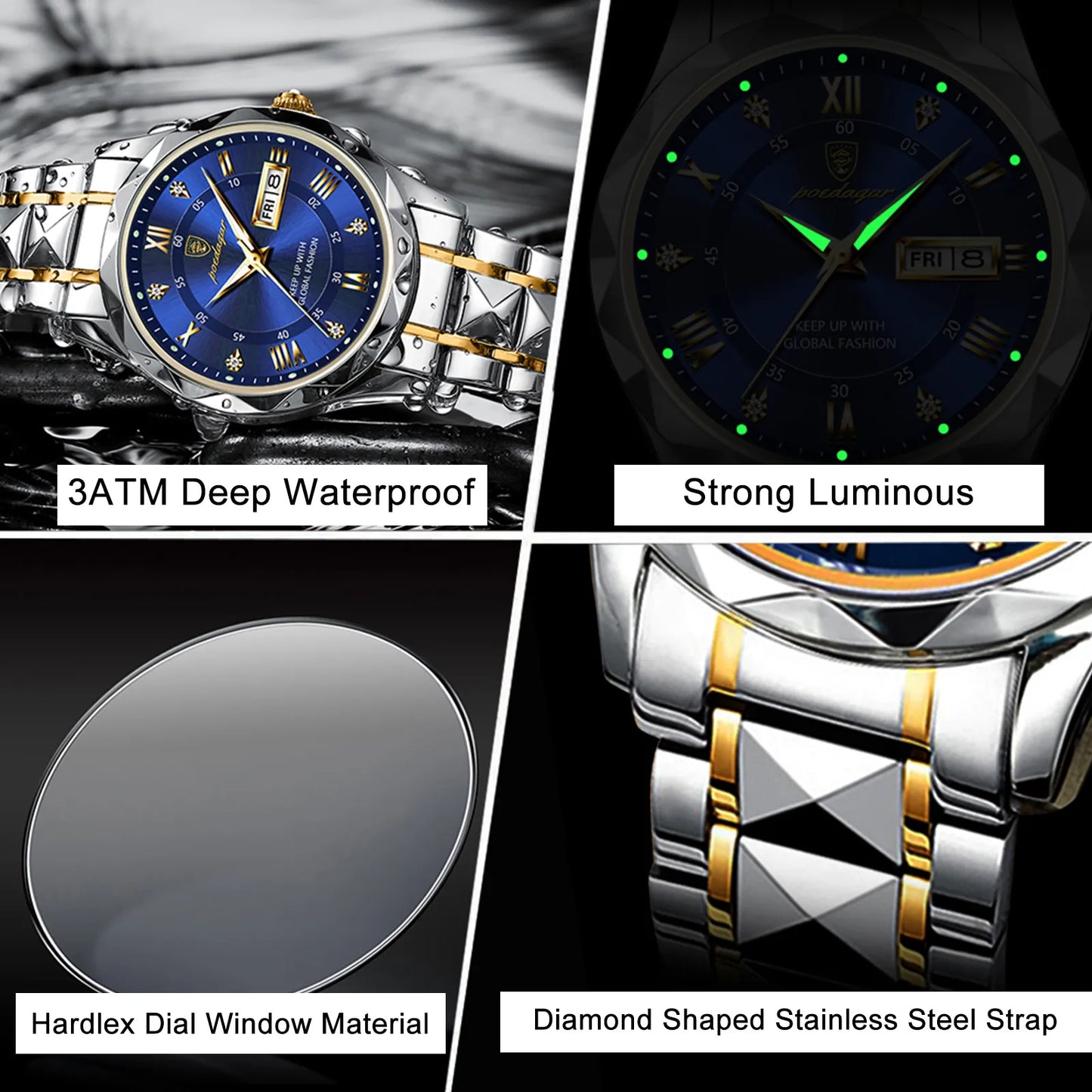 LINO Top Brand Luxury Metal Man Waterproof Watch Male