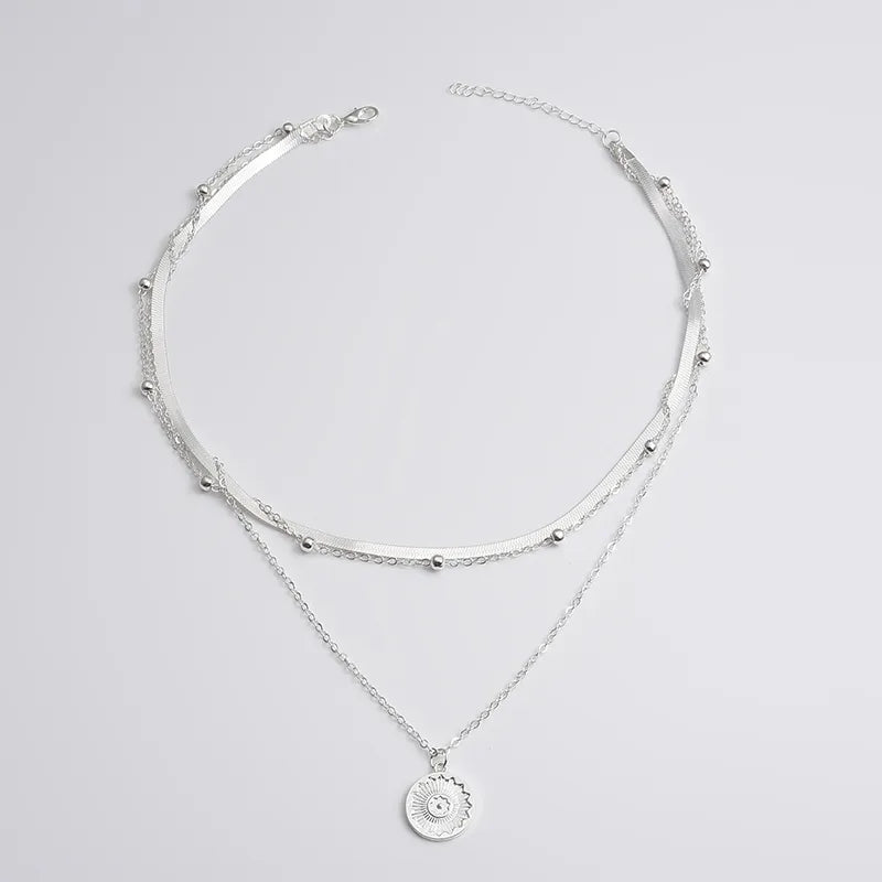 LINO Silver Three-Layer Round Necklace