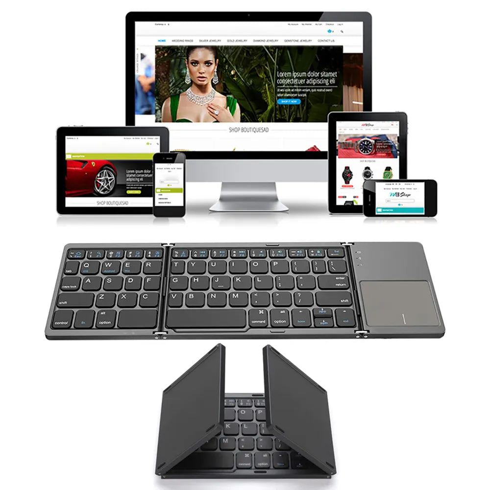 Portable Foldable Folding Keyboard Mini Wireless Bluetooth Keyboard Touchpad Keyboard for Windows Android IOS Tablet ipad Phone