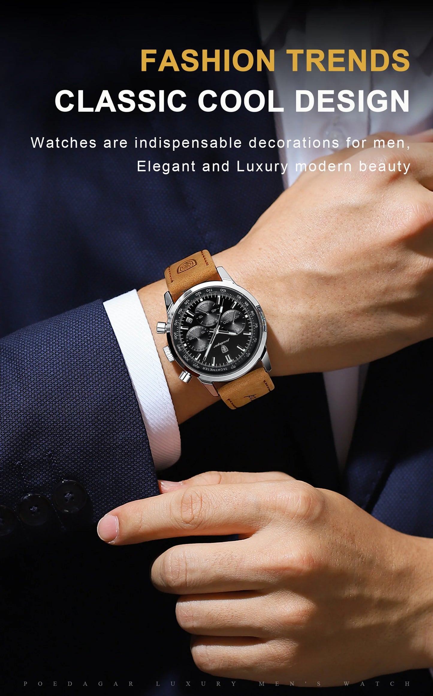 LINO Luxury Man Watch High-Quality Waterproof Chronograph