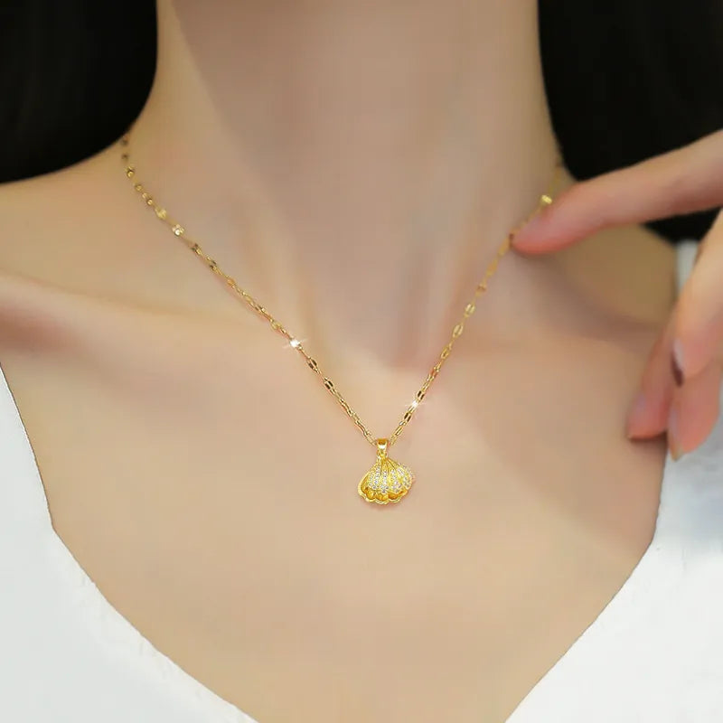 LINO Korean Fashion Shell Pearl Necklace