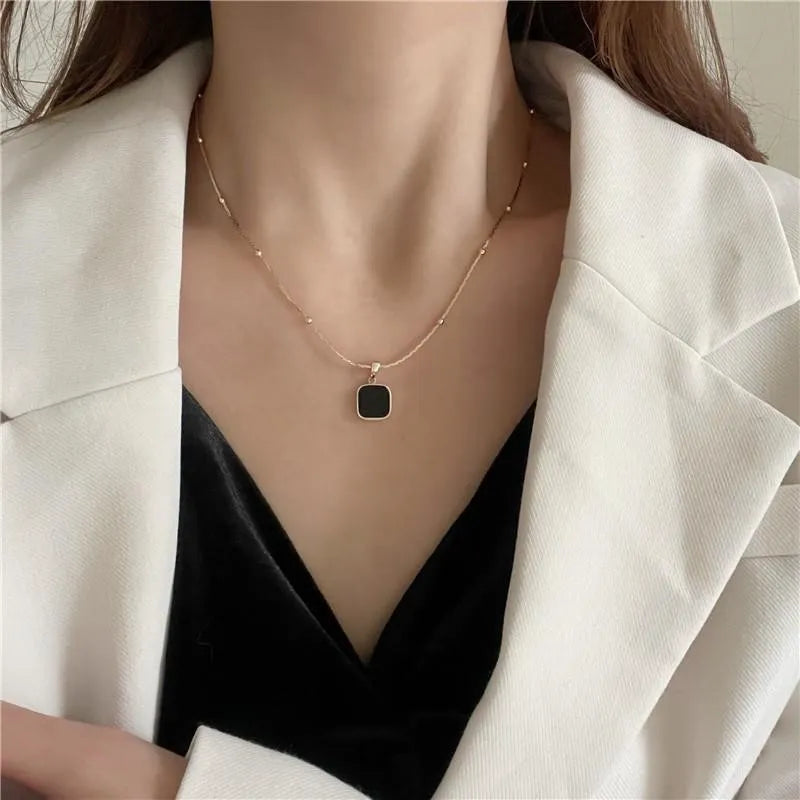 LINO Stainless Steel Black Exquisite Minimalist Square Pendant