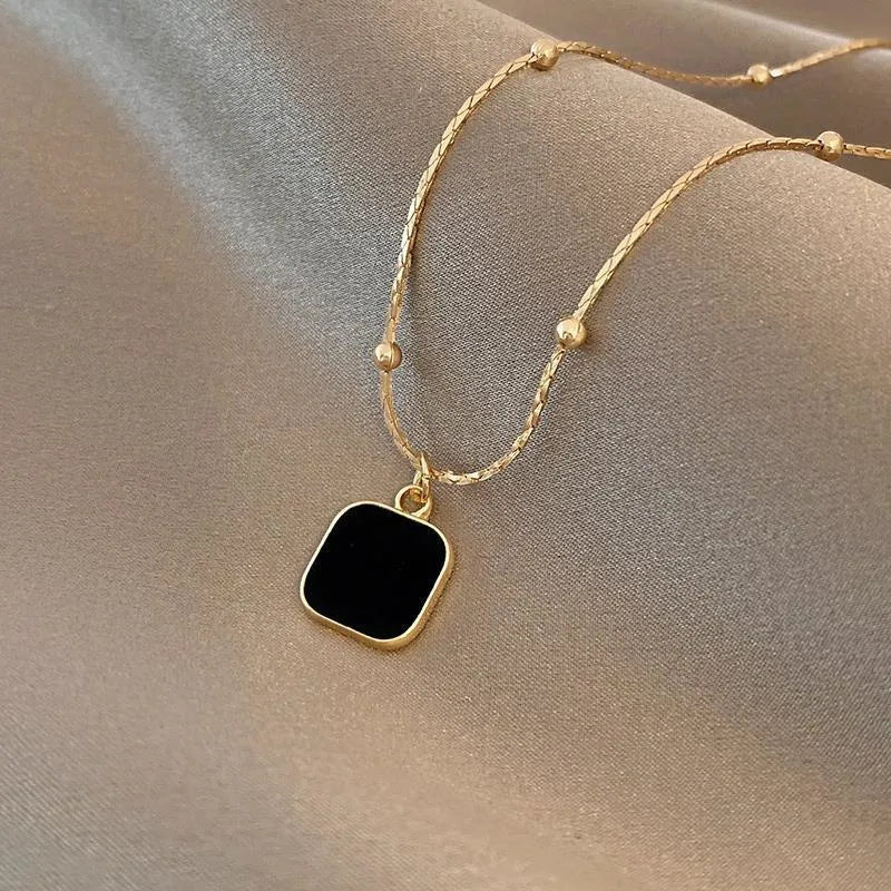 LINO Stainless Steel Black Exquisite Minimalist Square Pendant