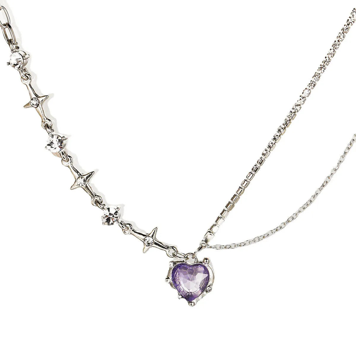 LINO Y2K Purple Crystal Heart Pendant