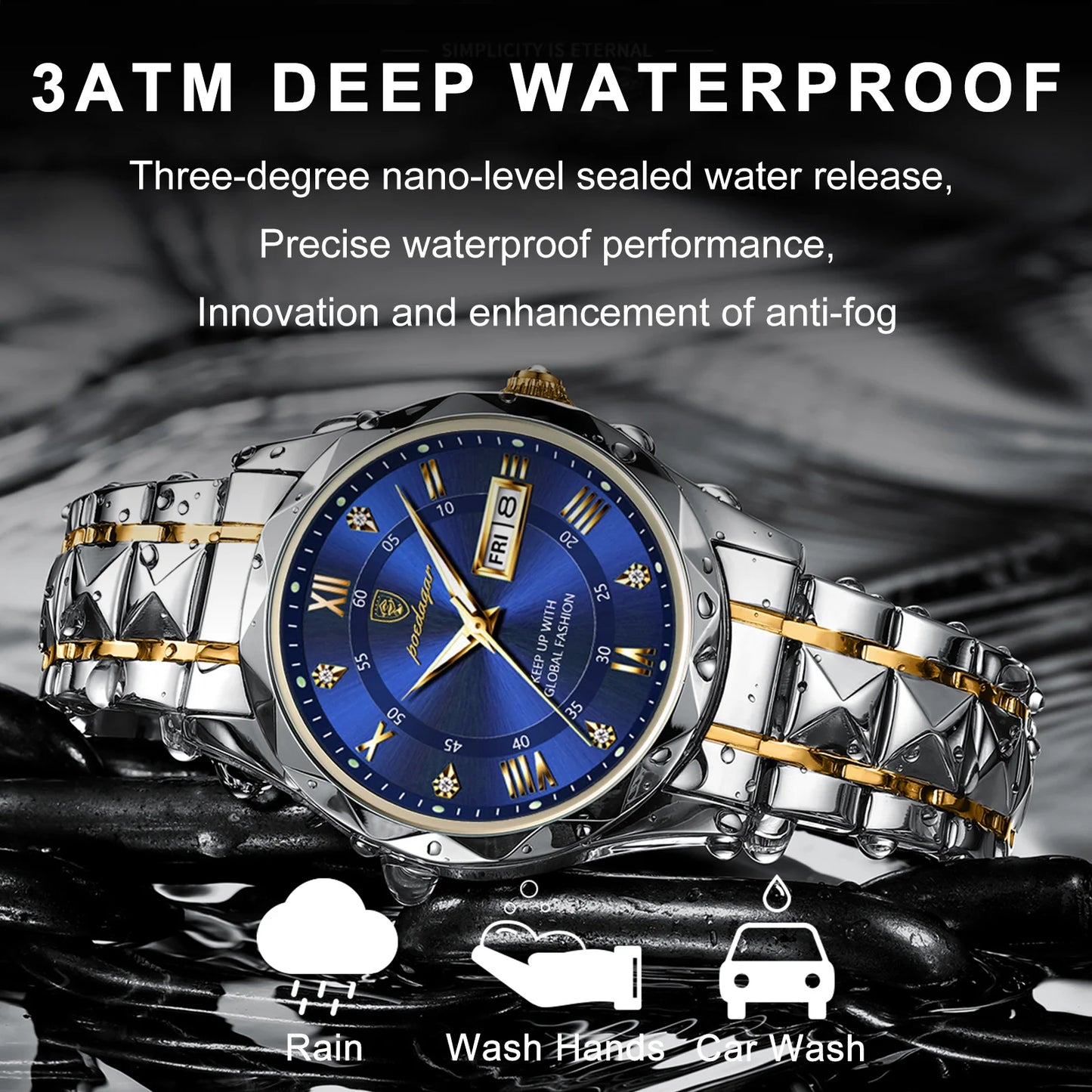 LINO Top Brand Luxury Metal Man Waterproof Watch Male