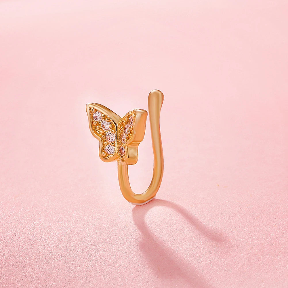 LINO Brass Zircon Butterfly Nose Ring