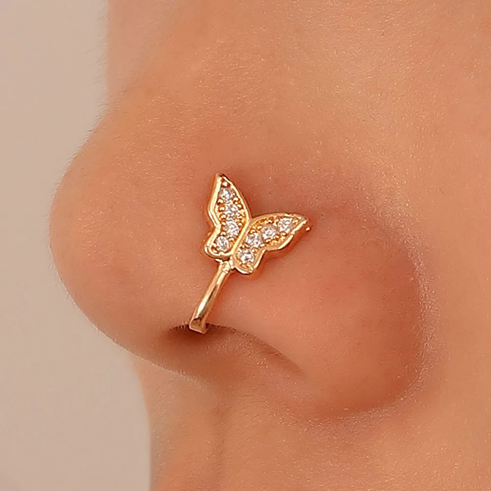 LINO Brass Zircon Butterfly Nose Ring