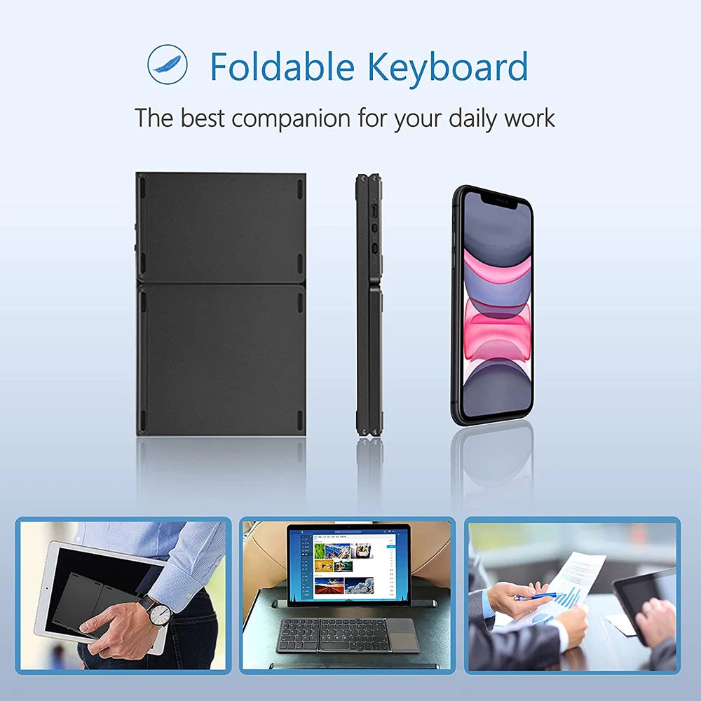 Portable Foldable Folding Keyboard Mini Wireless Bluetooth Keyboard Touchpad Keyboard for Windows Android IOS Tablet ipad Phone