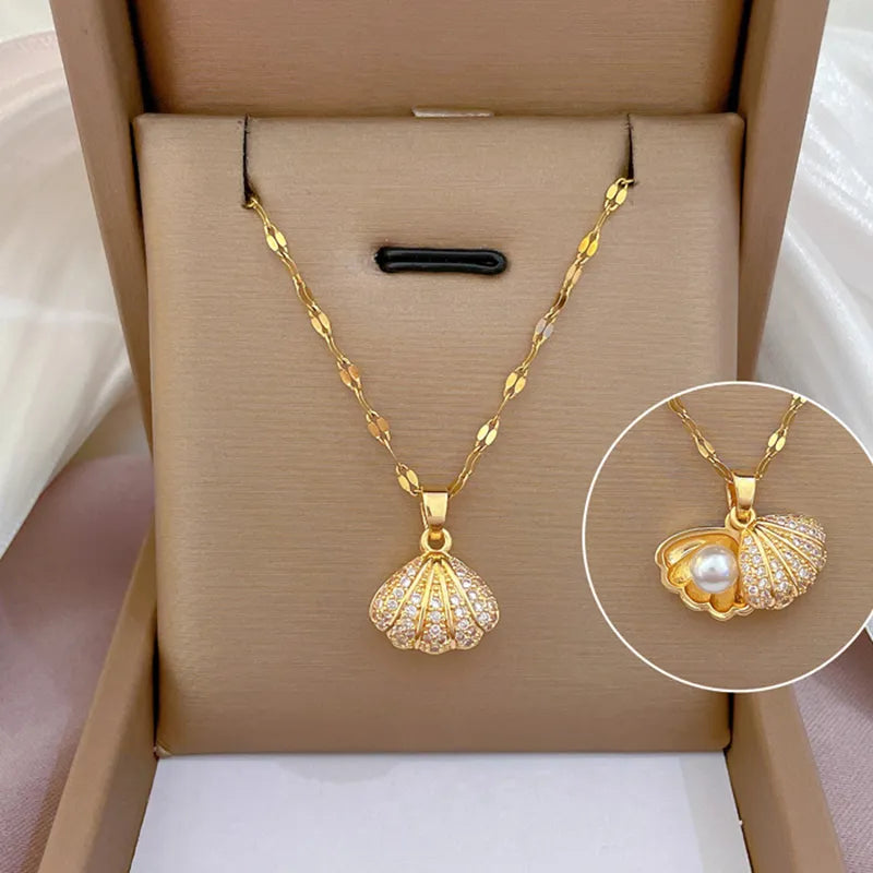 LINO Korean Fashion Shell Pearl Necklace