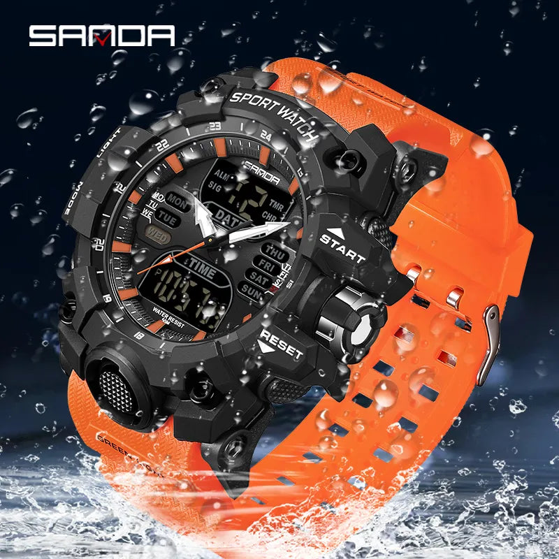 LINO SANDA Dual Display Men's Waterproof Sports Watch