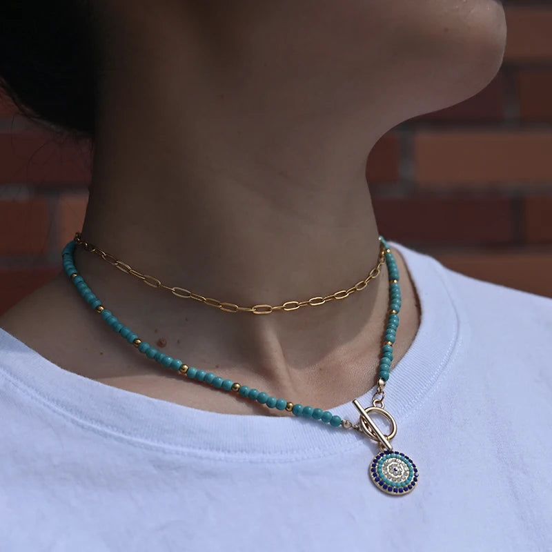 LINO Colorful Stone Choker Necklace