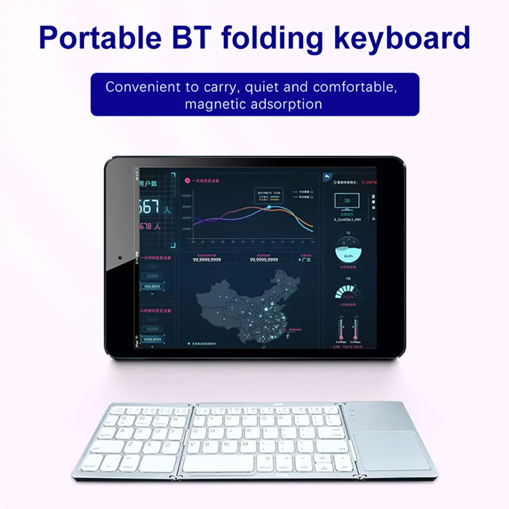 Portable Foldable Folding Keyboard Mini Wireless Bluetooth Keyboard Touchpad Keyboard for Windows Android IOS Tablet ipad Phone