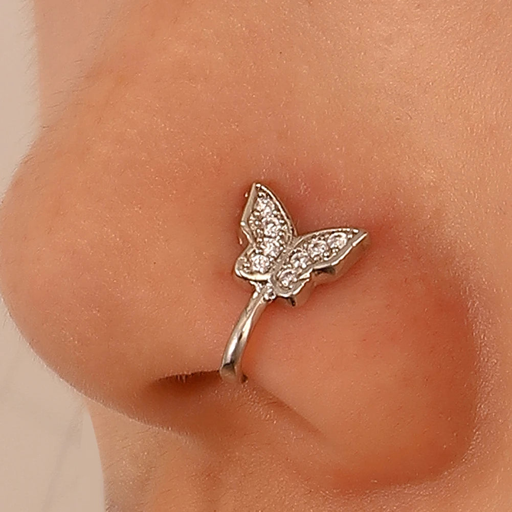 LINO Brass Zircon Butterfly Nose Ring